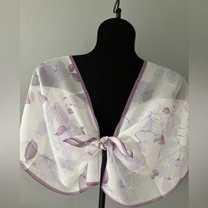 100% silk scarf light purle floral
